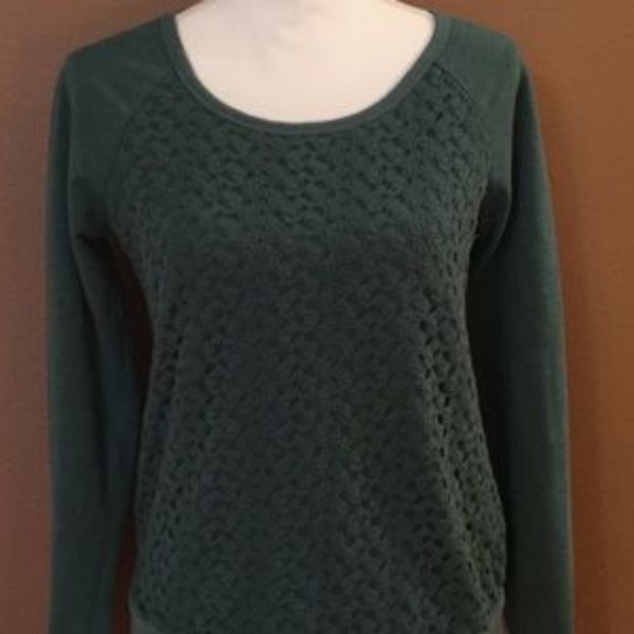 Marurice’s Green Crocheted Lace Front Pullover - Picture 2 of 8
